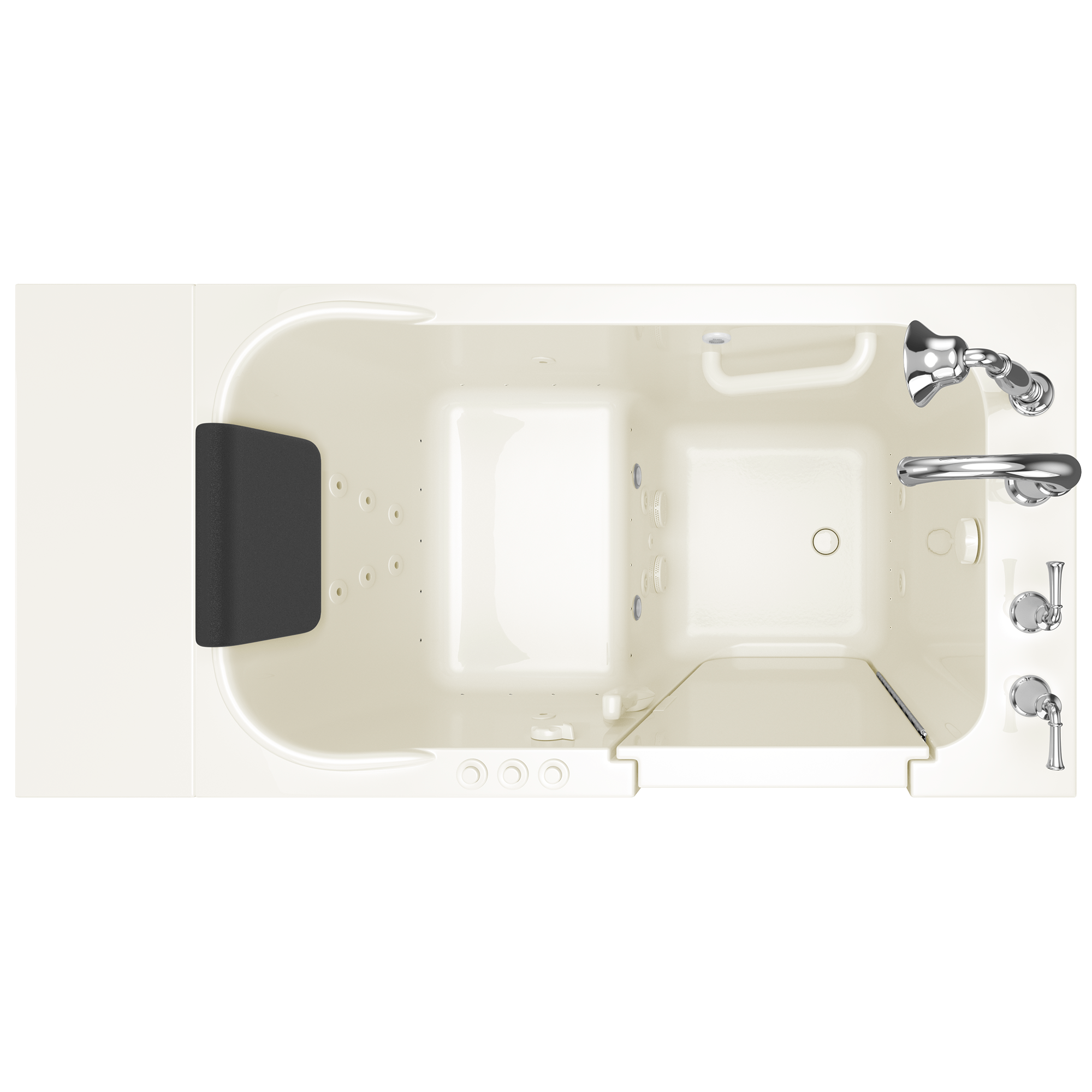 Gelcoat Premium Series 48x28 Inch Walk-In Bathtub with Dual Air Massage and Jet Massage System - Right Hand Door and Drain